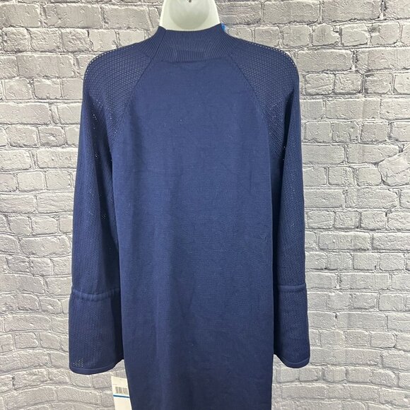 Nina Leonard Mock Neck Solid  Blue Sweater Dress Size XL - Picture 4 of 9